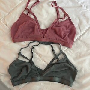 Parade Triangle Sheer Mesh Cut Out Bralette Set - Pink and Gray
